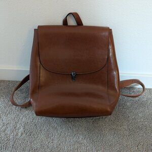 HESHE Brown Leather Backpack